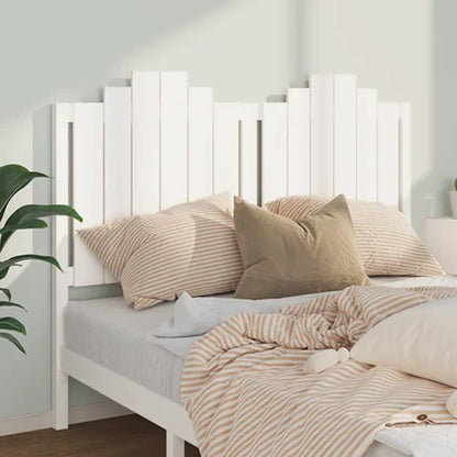 Testiera per Letto Bianca 141x4x110cm in Legno Massello di Pino