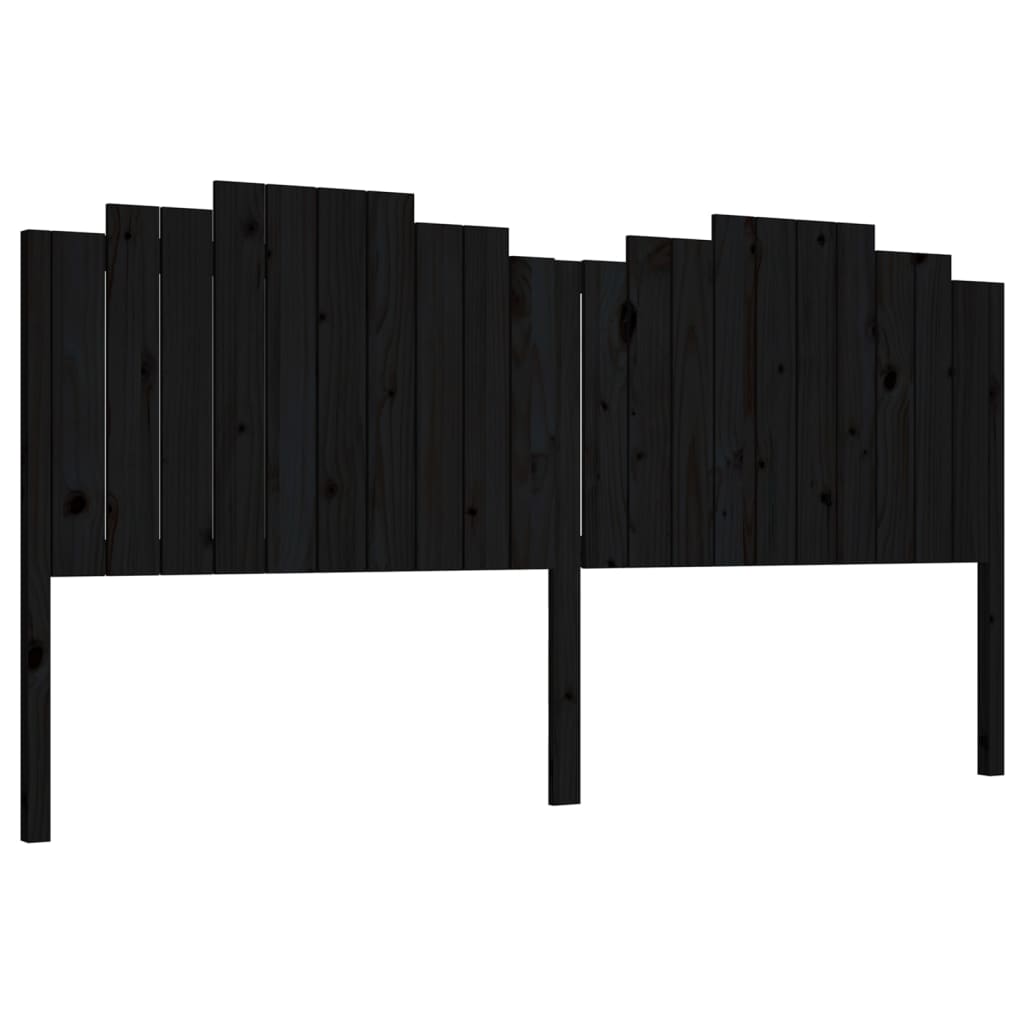 Testiera per Letto Nera 206x4x110 cm in Legno Massello di Pino
