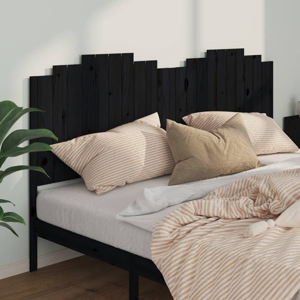 Testiera per Letto Nera 206x4x110 cm in Legno Massello di Pino