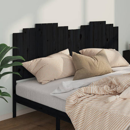 Testiera per Letto Nera 206x4x110 cm in Legno Massello di Pino