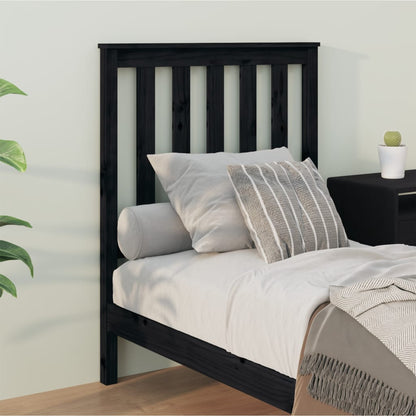 Testiera per Letto Nera 81x6x101 cm in Legno Massello di Pino