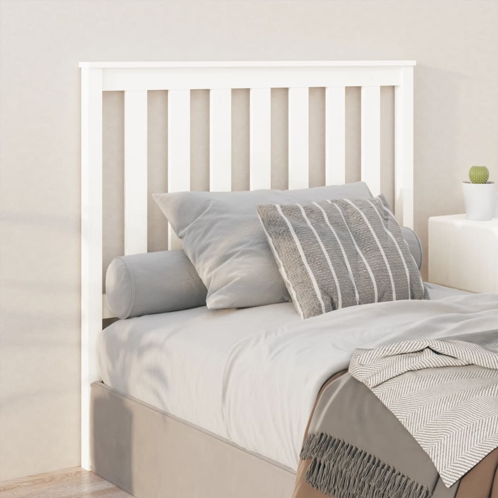 Testiera per Letto Bianca 106x6x101cm in Legno Massello di Pino