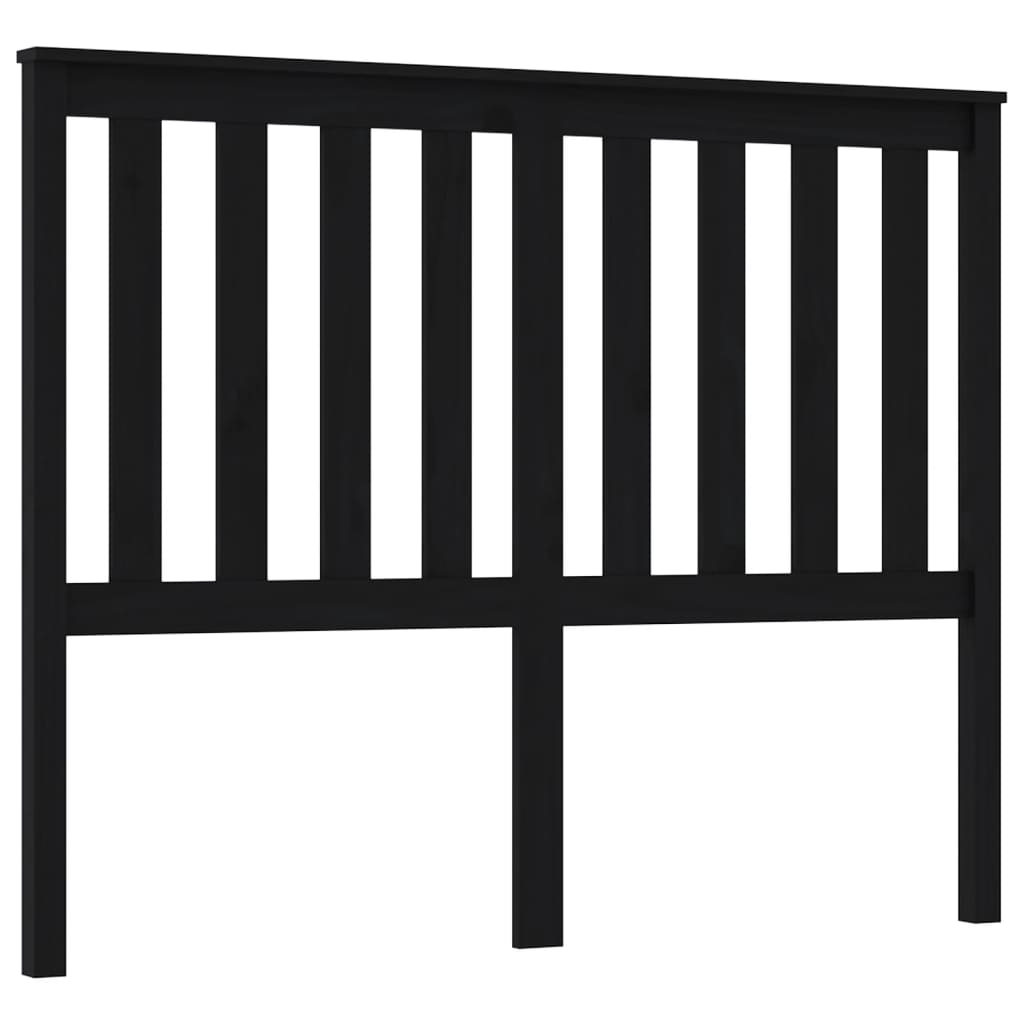 Testiera per Letto Nera 141x6x101 cm in Legno Massello di Pino