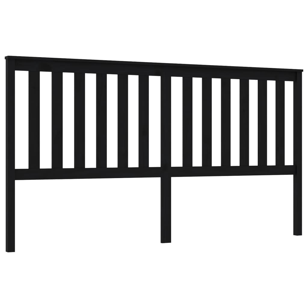 Testiera per Letto Nera 186x6x101 cm in Legno Massello di Pino