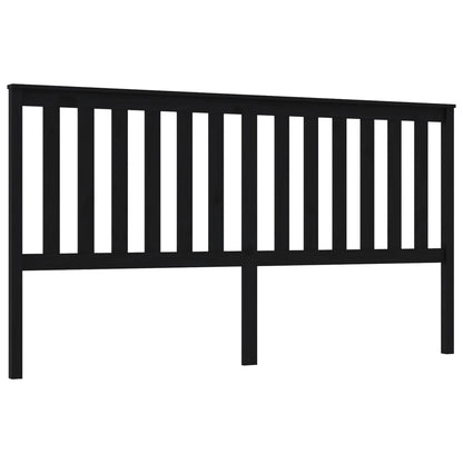 Testiera per Letto Nera 186x6x101 cm in Legno Massello di Pino