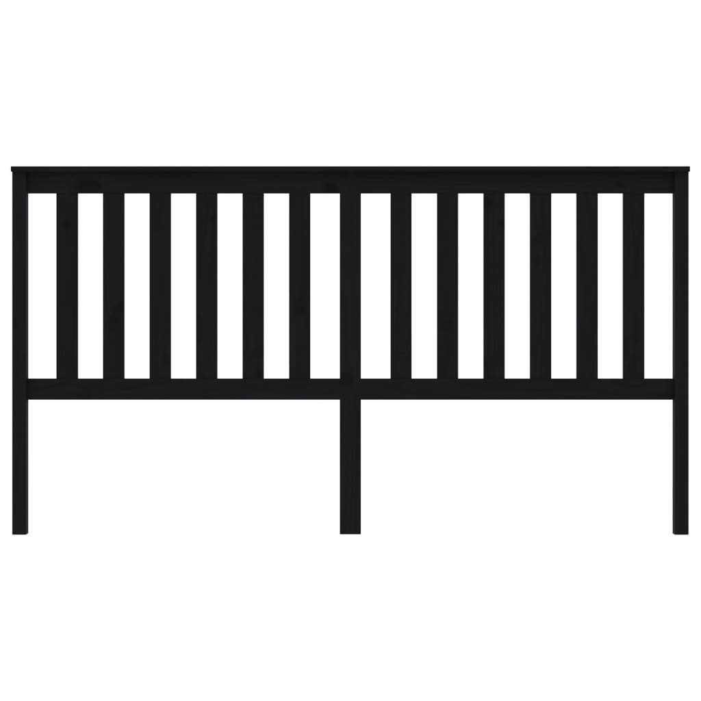Testiera per Letto Nera 186x6x101 cm in Legno Massello di Pino