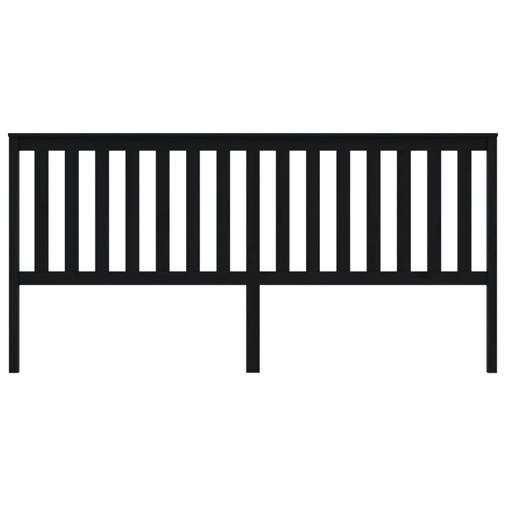 Testiera per Letto Nera 206x6x101 cm in Legno Massello di Pino