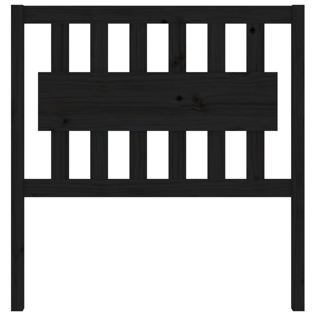 Testiera per Letto Nera 95,5x4x100 cm in Legno Massello di Pino