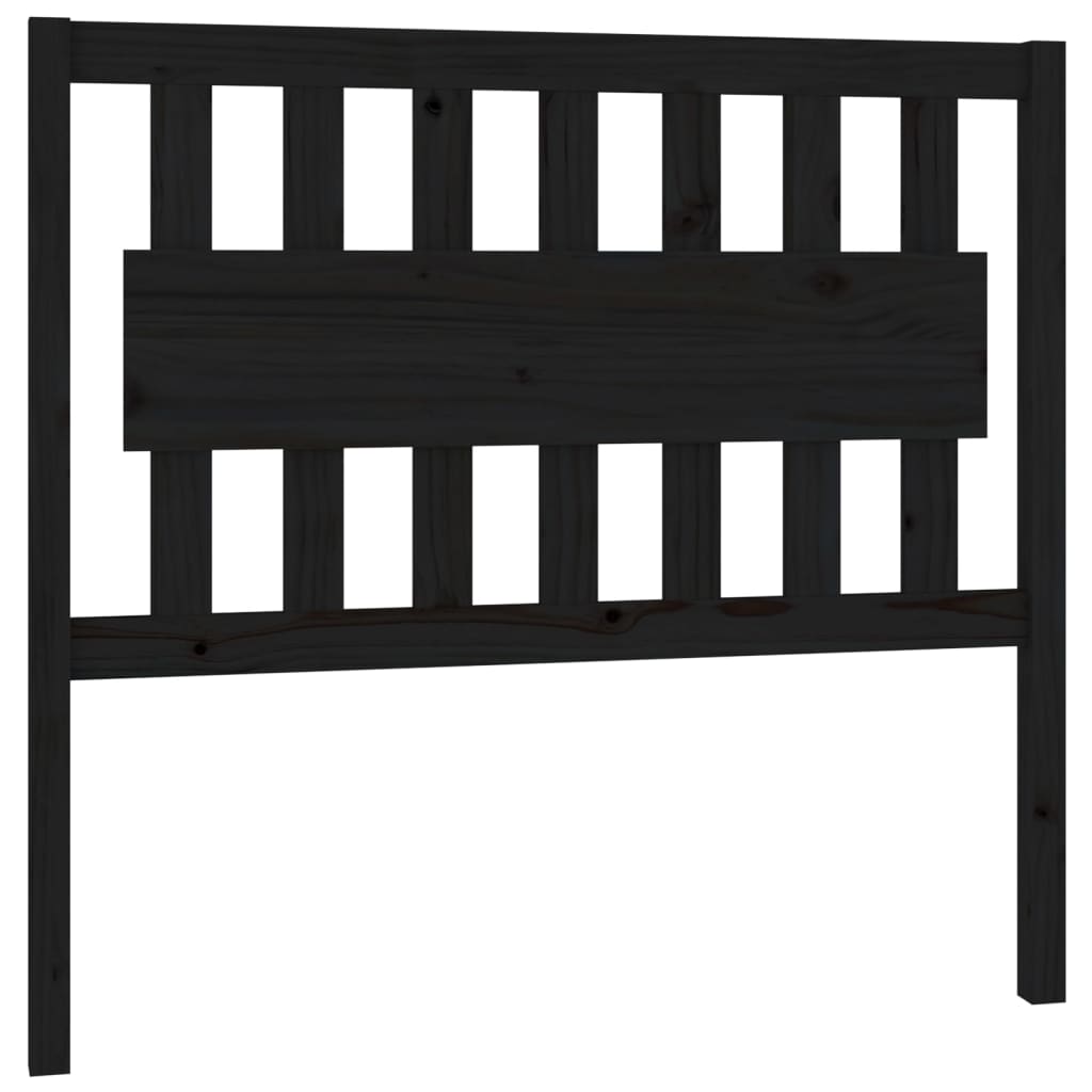 Testiera per Letto Nera 105,5x4x100cm in Legno Massello di Pino
