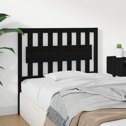 Testiera per Letto Nera 105,5x4x100cm in Legno Massello di Pino