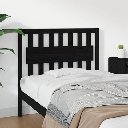 Testiera per Letto Nera 105,5x4x100cm in Legno Massello di Pino