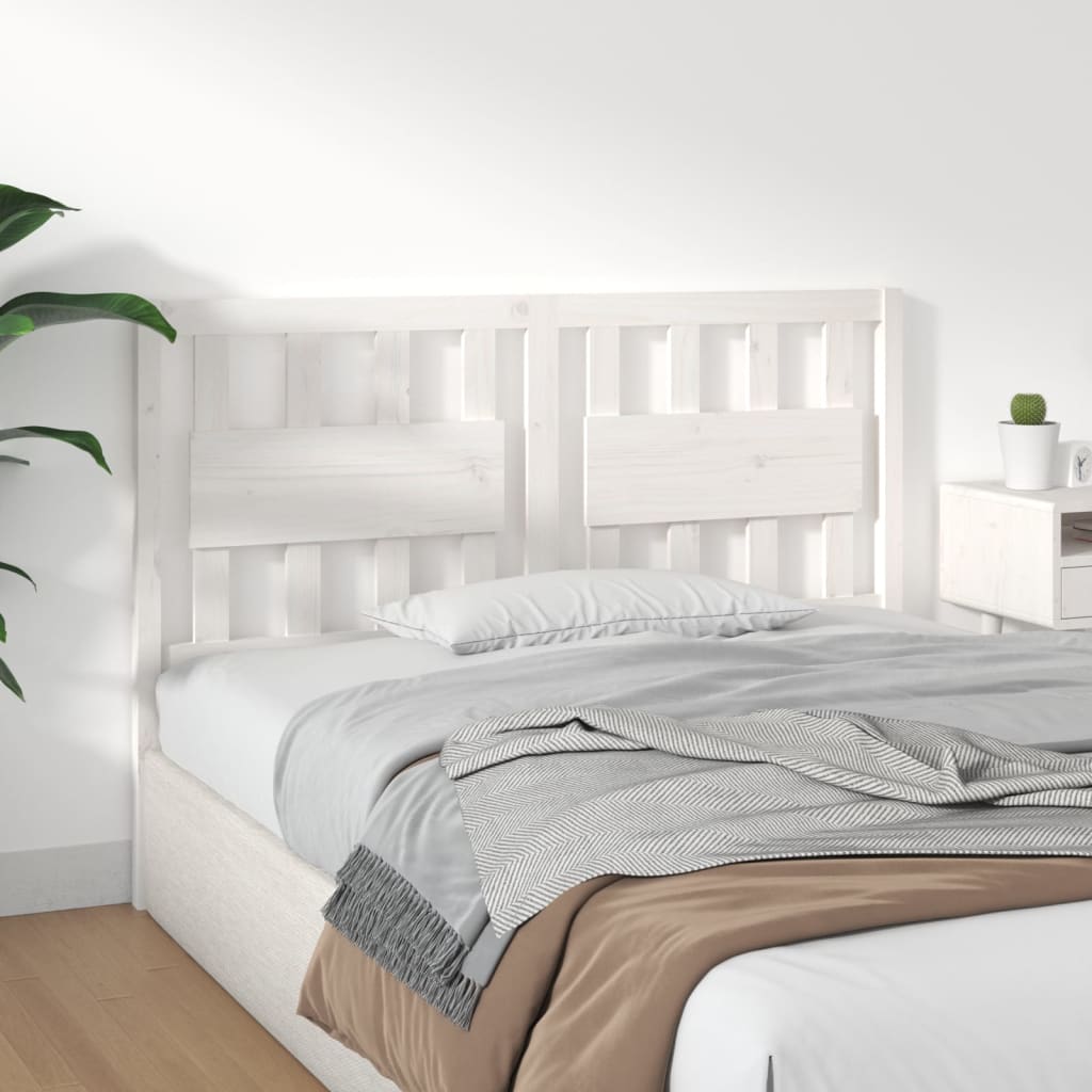 Testiera per Letto Bianca 140,5x4x100 cm Legno Massello di Pino
