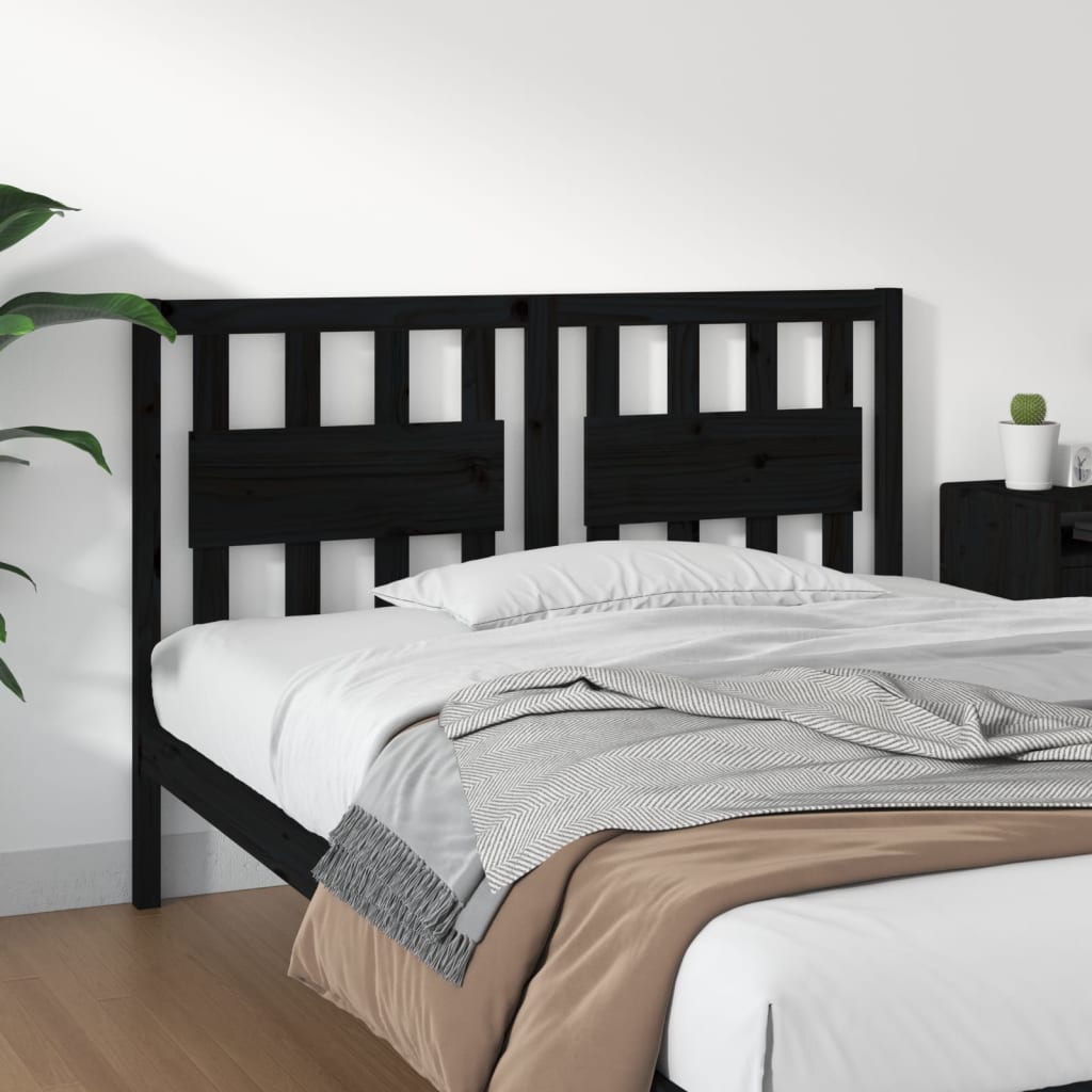 Testiera per Letto Nera 140,5x4x100cm in Legno Massello di Pino