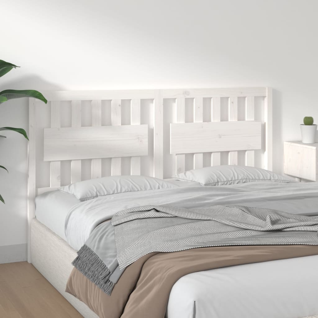 Testiera per Letto Bianca 155,5x4x100 cm Legno Massello di Pino