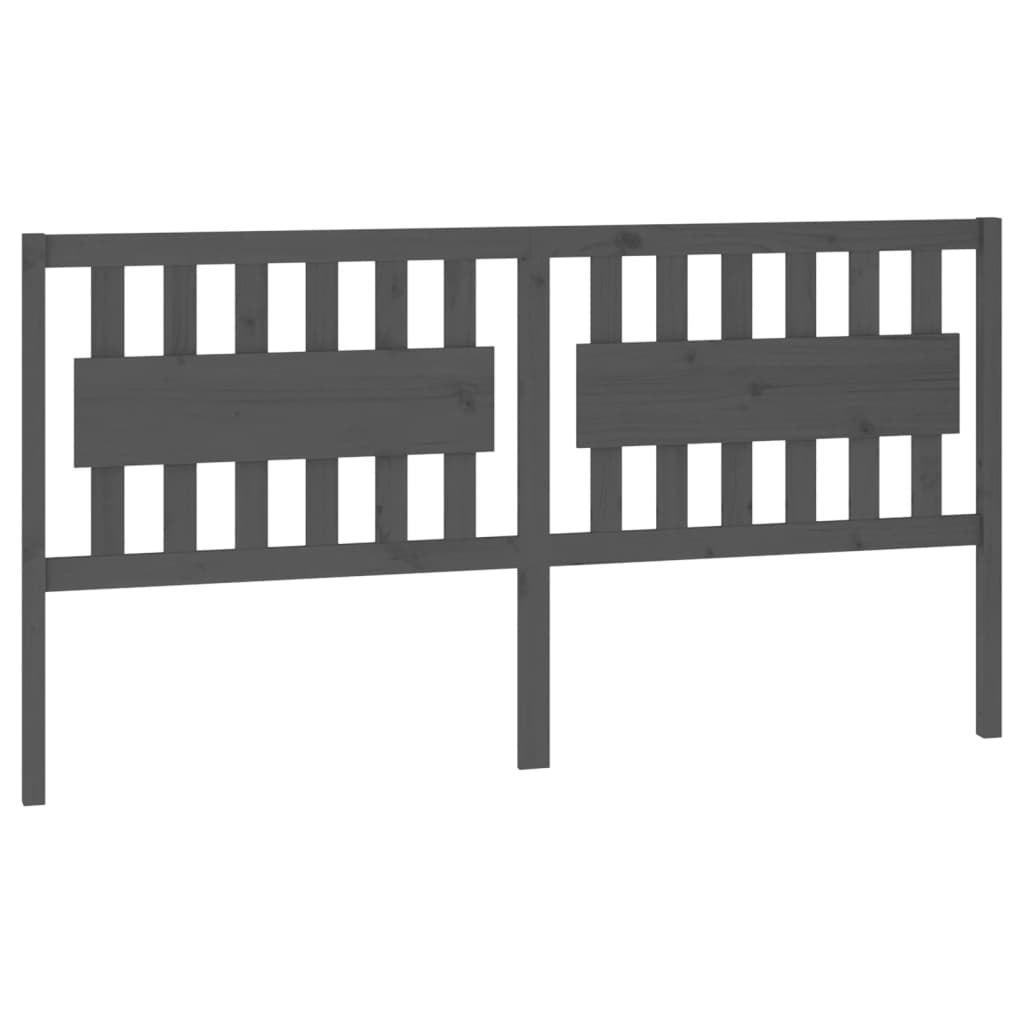 Testiera per Letto Grigia 185,5x4x100 cm Legno Massello di Pino