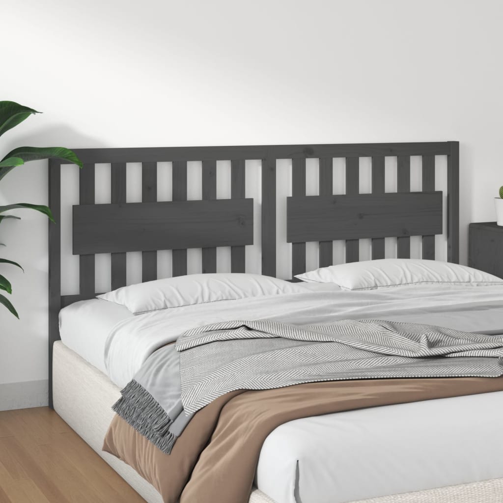 Testiera per Letto Grigia 185,5x4x100 cm Legno Massello di Pino