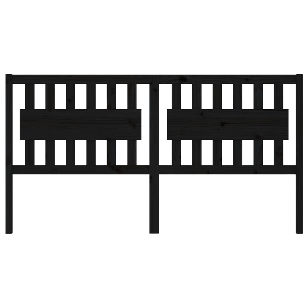 Testiera per Letto Nera 185,5x4x100cm in Legno Massello di Pino