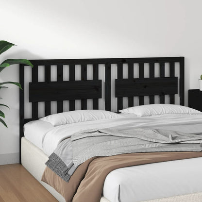 Testiera per Letto Nera 185,5x4x100cm in Legno Massello di Pino