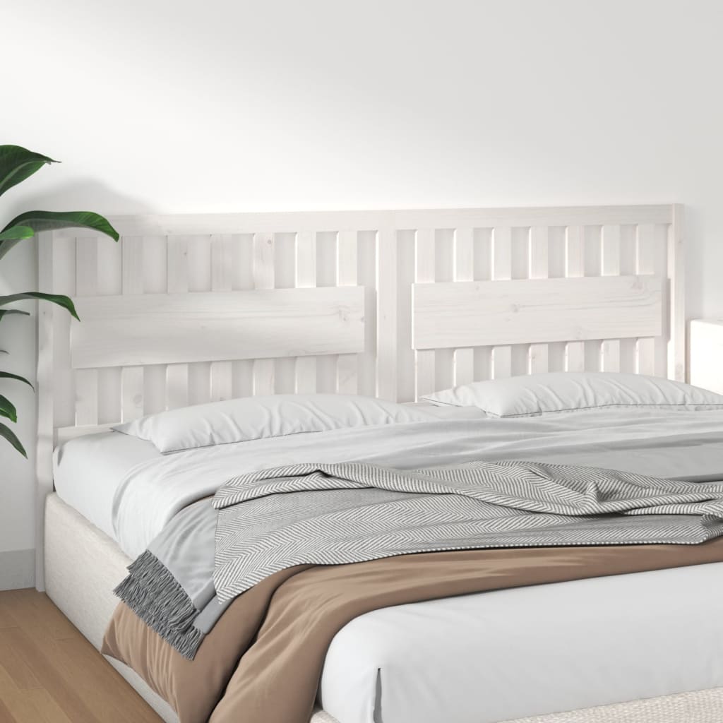 Testiera per Letto Bianca 205,5x4x100 cm Legno Massello di Pino