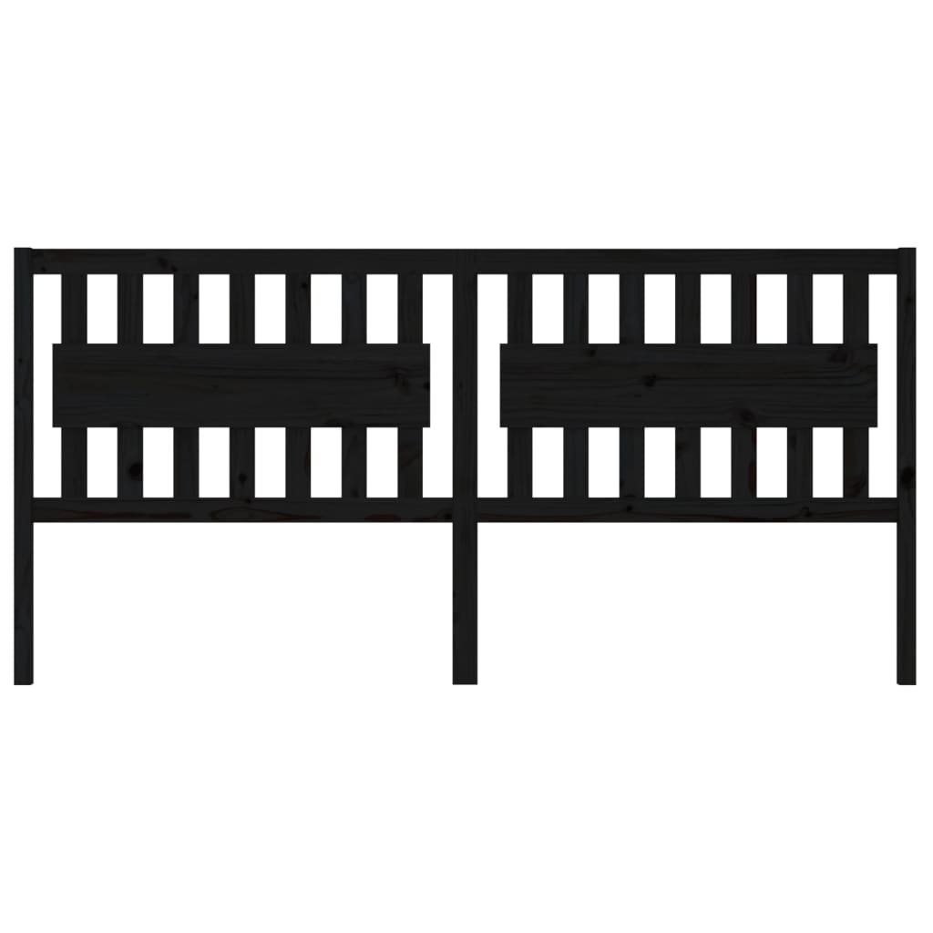 Testiera per Letto Nera 205,5x4x100cm in Legno Massello di Pino
