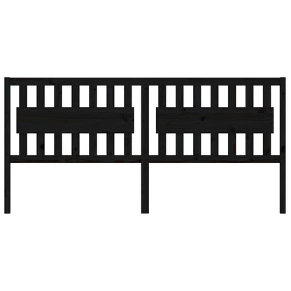 Testiera per Letto Nera 205,5x4x100cm in Legno Massello di Pino