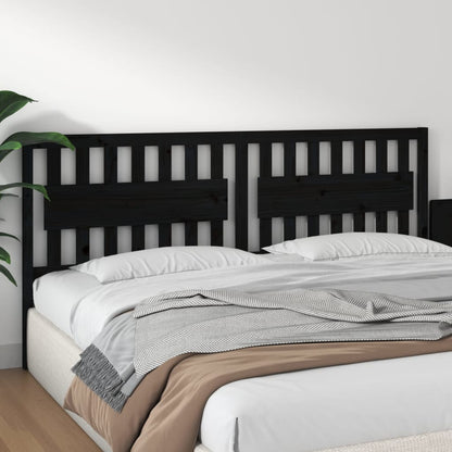 Testiera per Letto Nera 205,5x4x100cm in Legno Massello di Pino