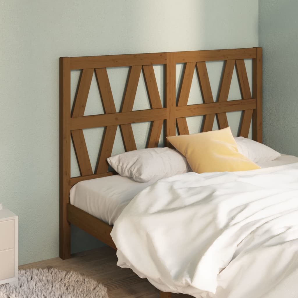 Testiera per Letto ambra 126x4x100 cm in Legno Massello di Pino