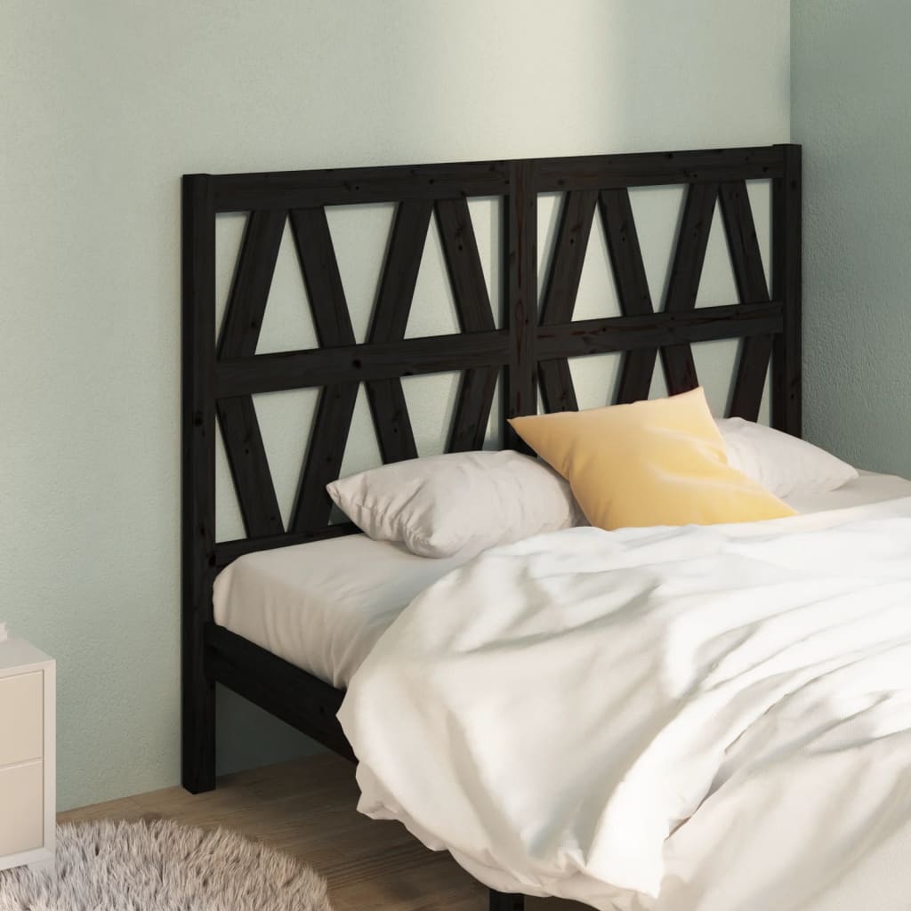 Testiera per Letto Nera 156x4x100 cm in Legno Massello di Pino