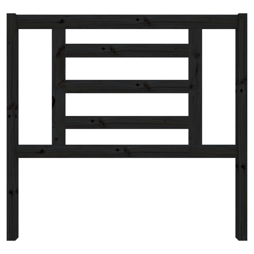Testiera per Letto Nera 106x4x100 cm in Legno Massello di Pino