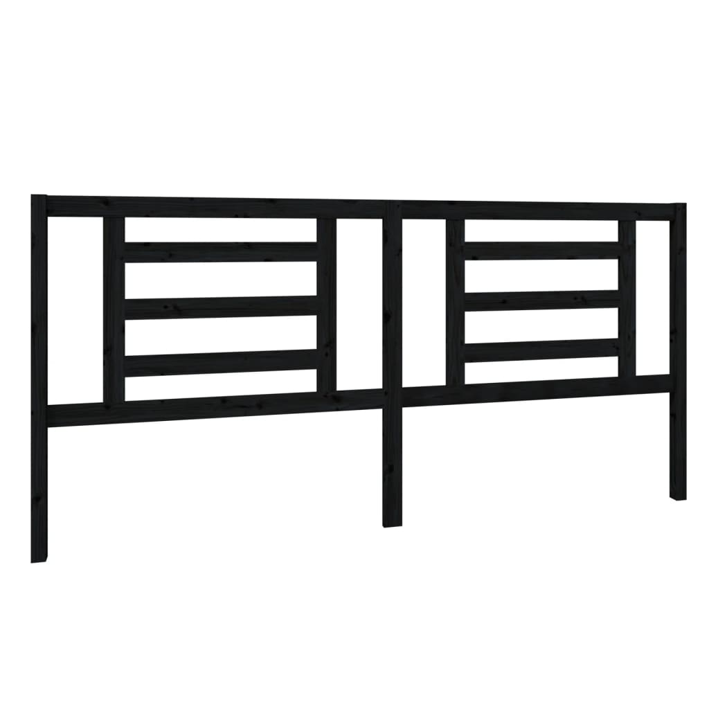 Testiera per Letto Nera 206x4x100 cm in Legno Massello di Pino