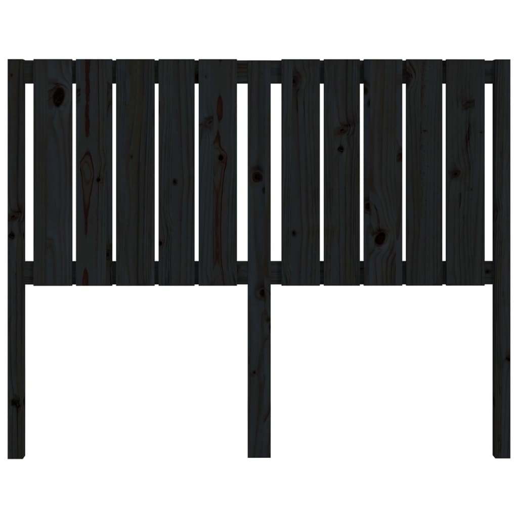 Testiera per Letto Nera 125,5x4x100cm in Legno Massello di Pino