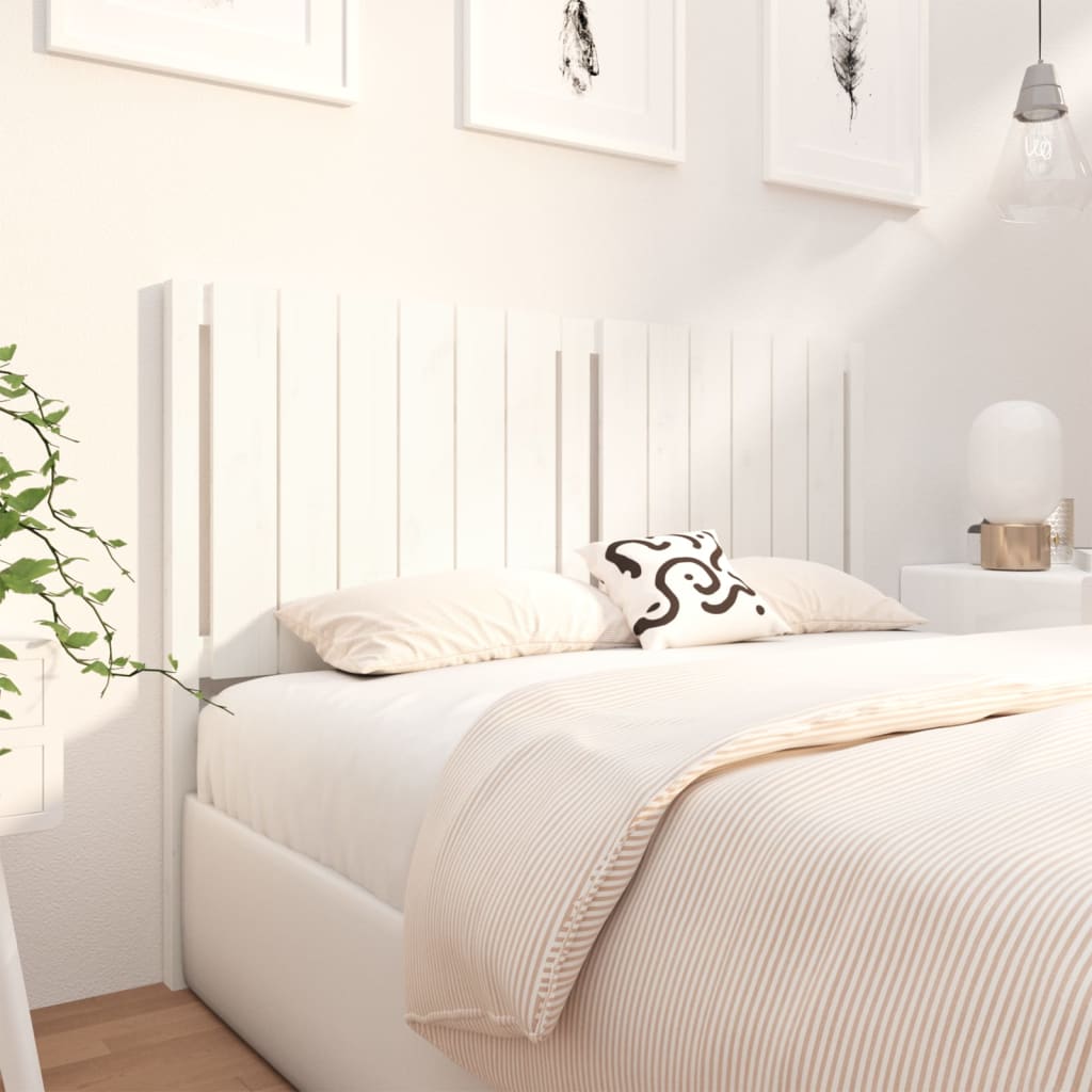 Testiera per Letto Bianca 145,5x4x100 cm Legno Massello di Pino