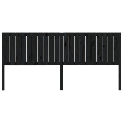 Testiera per Letto Nera 205,5x4x100cm in Legno Massello di Pino