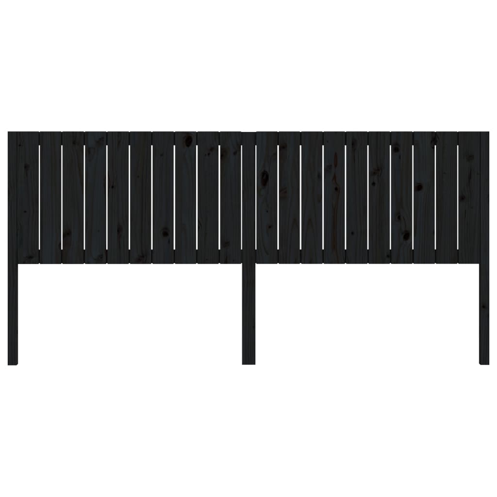 Testiera per Letto Nera 205,5x4x100cm in Legno Massello di Pino