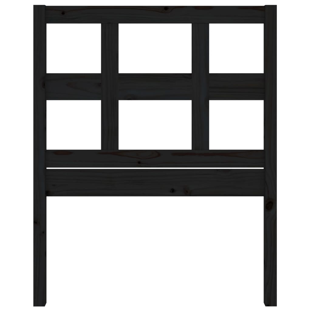 Testiera per Letto Nera 95,5x4x100 cm in Legno Massello di Pino