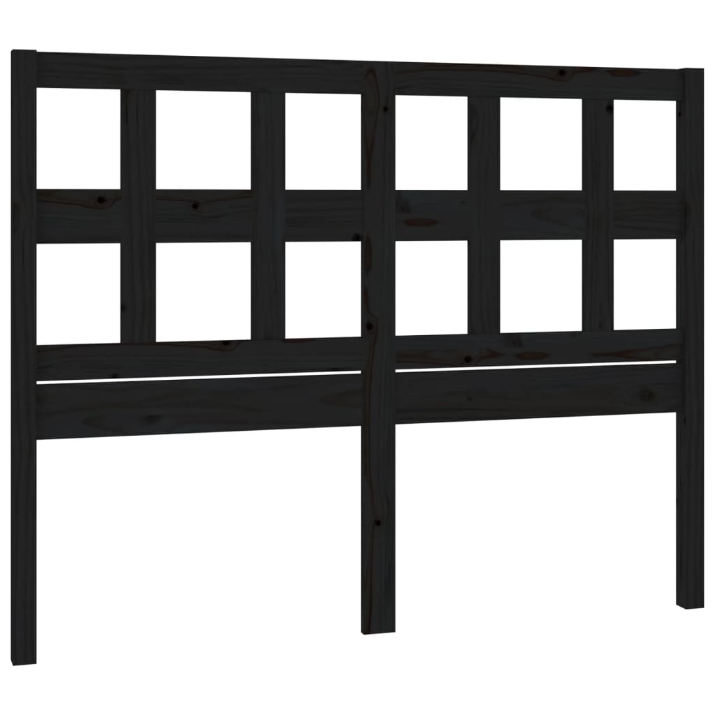 Testiera per Letto Nera 140,5x4x100cm in Legno Massello di Pino