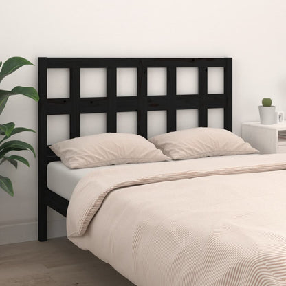 Testiera per Letto Nera 140,5x4x100cm in Legno Massello di Pino