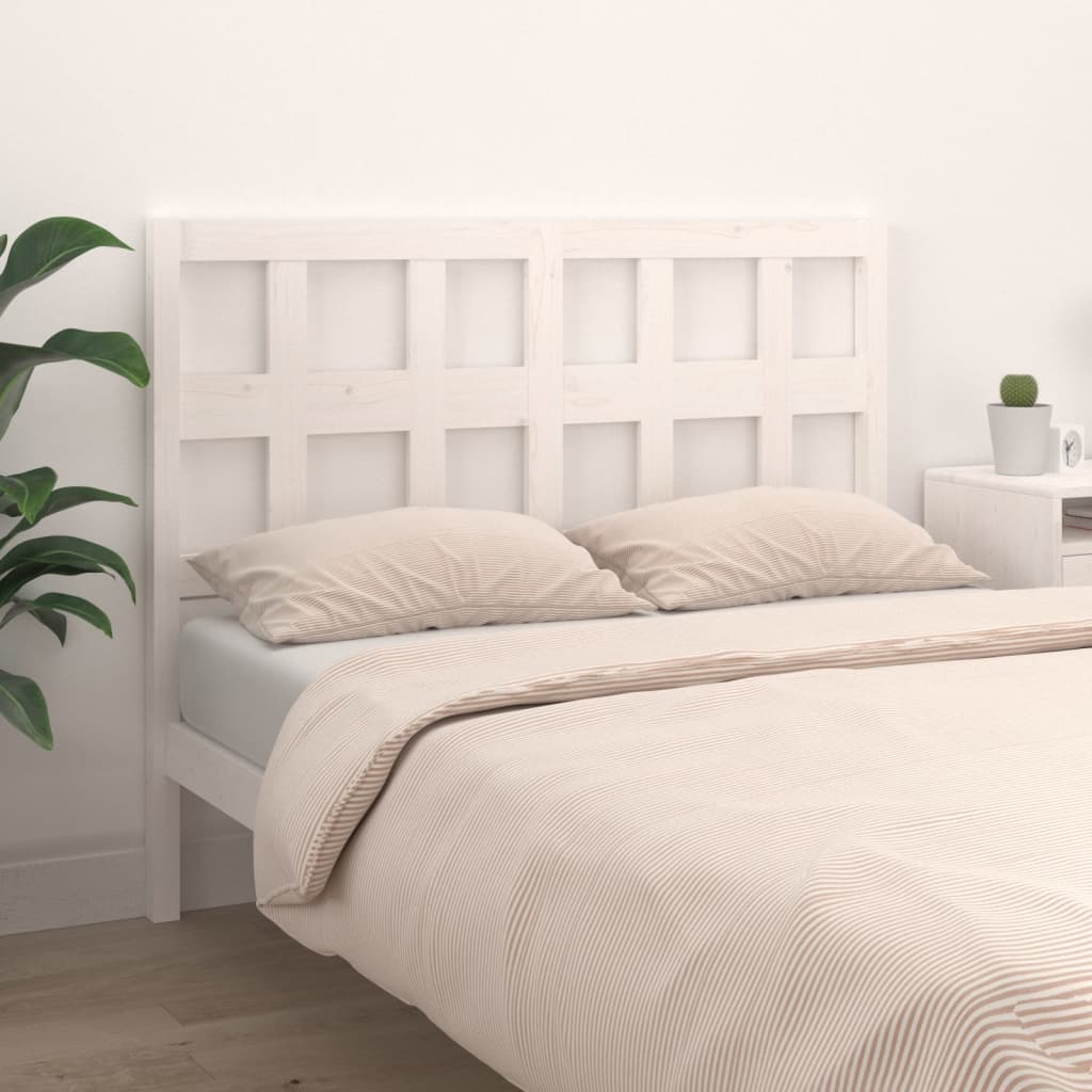 Testiera per Letto Bianca 155,5x4x100 cm Legno Massello di Pino