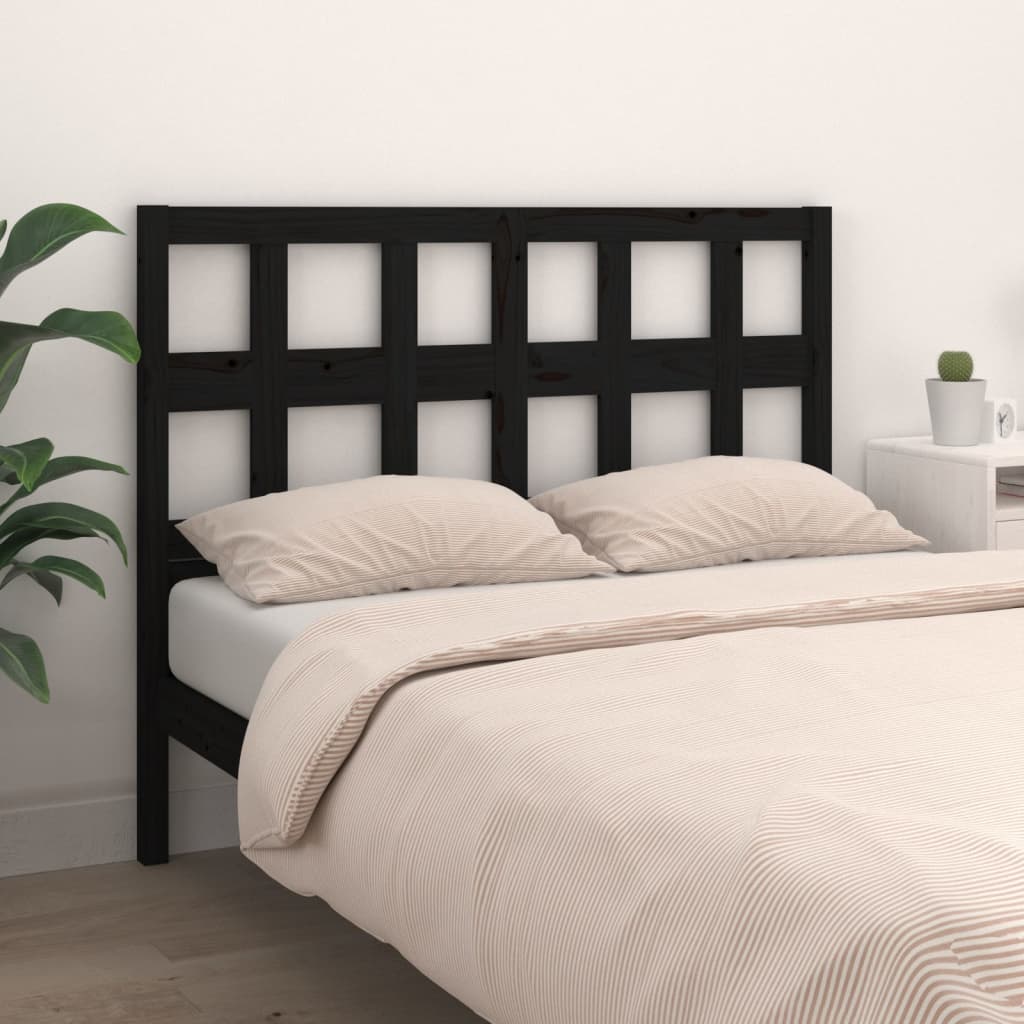 Testiera per Letto Nera 155,5x4x100 cm Legno Massello di Pino