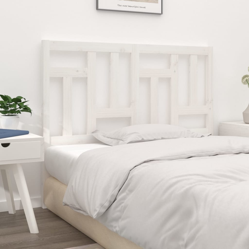 Testiera per Letto Bianca 140,5x4x100 cm Legno Massello di Pino