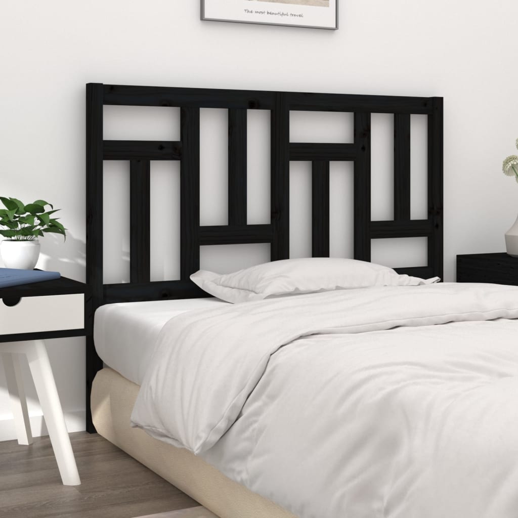 Testiera per Letto Nera 205,5x4x100cm in Legno Massello di Pino