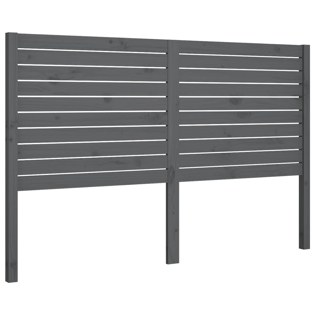 Testiera per Letto Grigia 126x4x100cm in Legno Massello di Pino