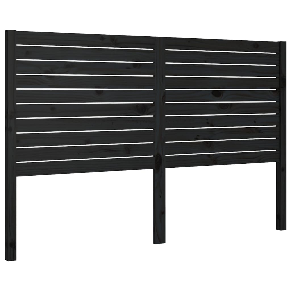 Testiera per Letto Nera 146x4x100 cm in Legno Massello di Pino