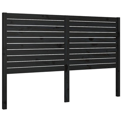 Testiera per Letto Nera 146x4x100 cm in Legno Massello di Pino