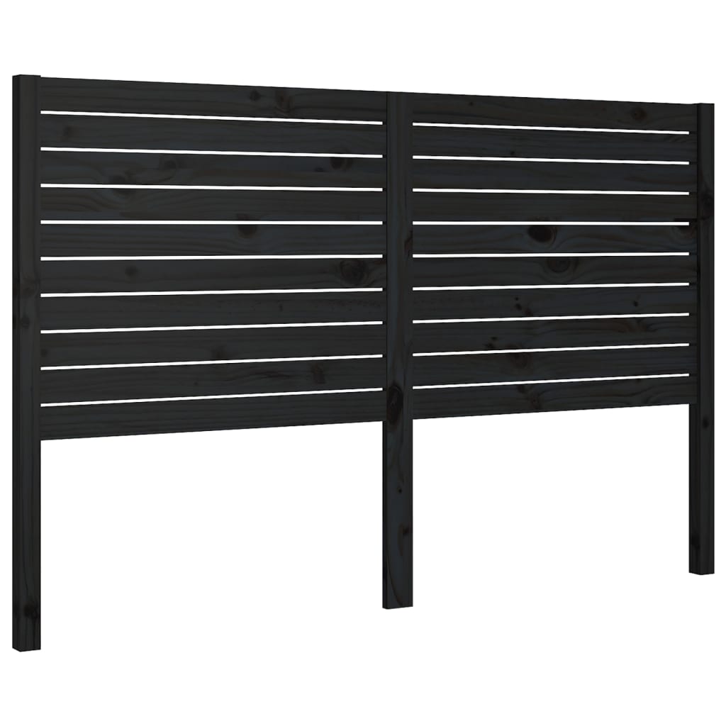 Testiera per Letto Nera 166x4x100 cm in Legno Massello di Pino