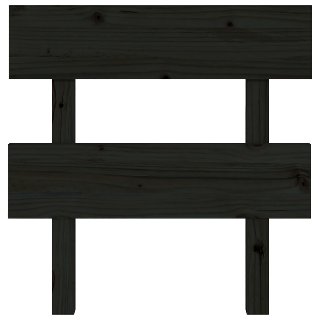 Testiera per Letto Nera 78,5x3x81 cm in Legno Massello di Pino