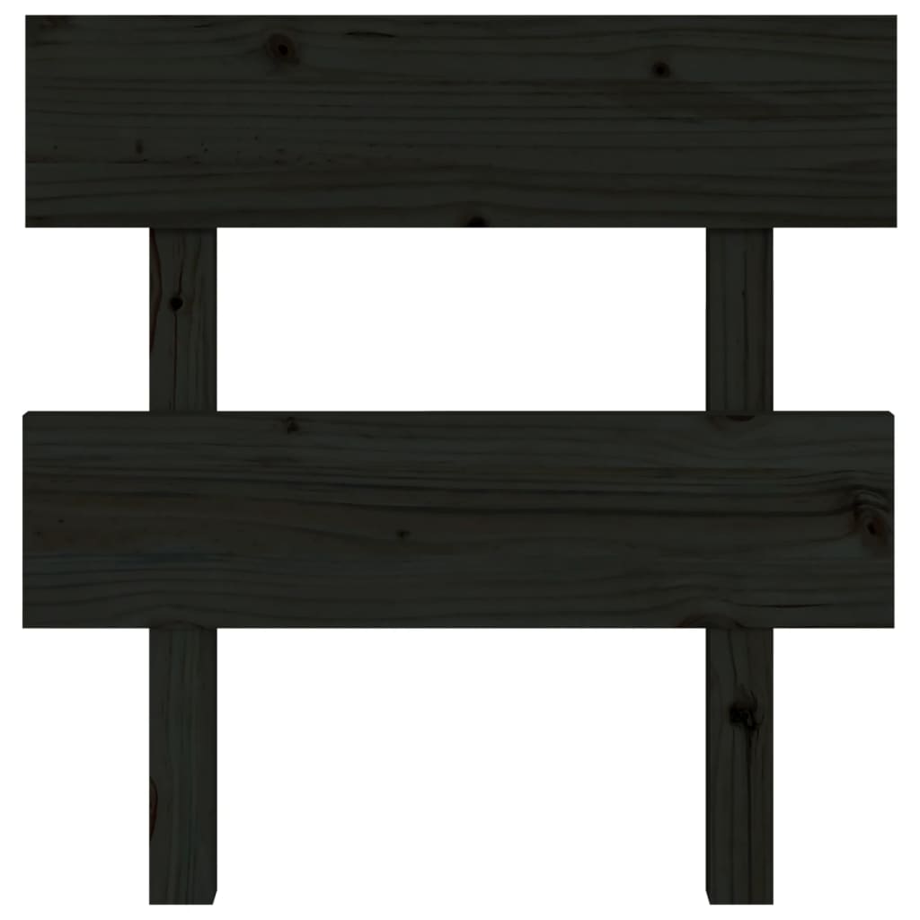 Testiera per Letto Nera 93,5x3x81cm in Legno Massello di Pino