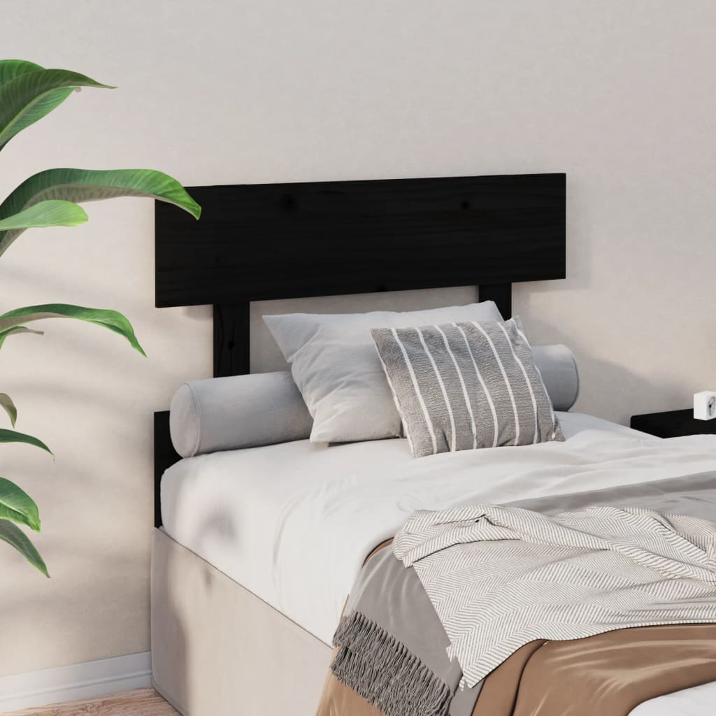 Testiera per Letto Nera 93,5x3x81cm in Legno Massello di Pino