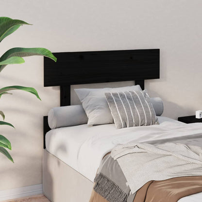 Testiera per Letto Nera 103,5x3x81 cm in Legno Massello di Pino
