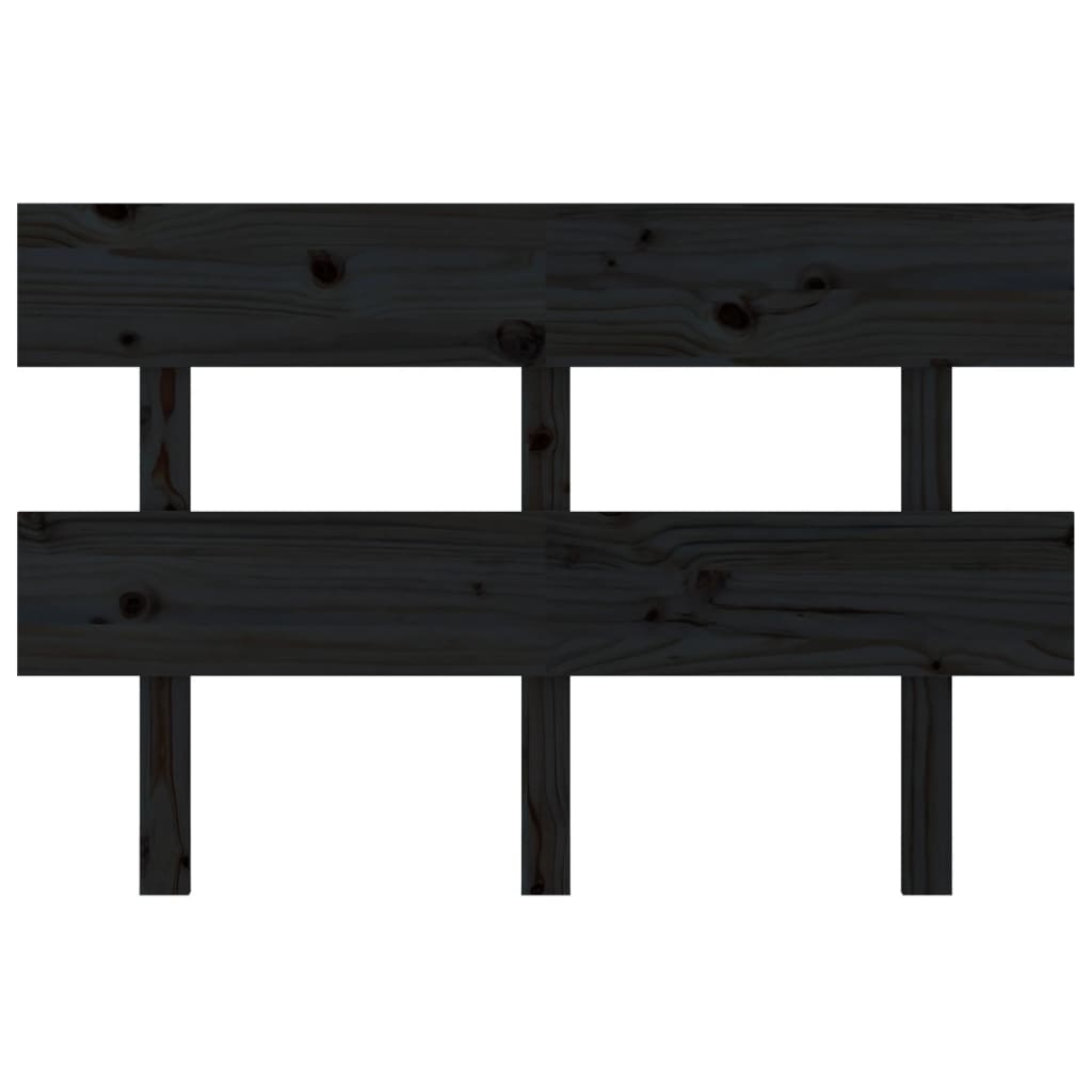 Testiera per Letto Nera 124x3x81 cm in Legno Massello di Pino